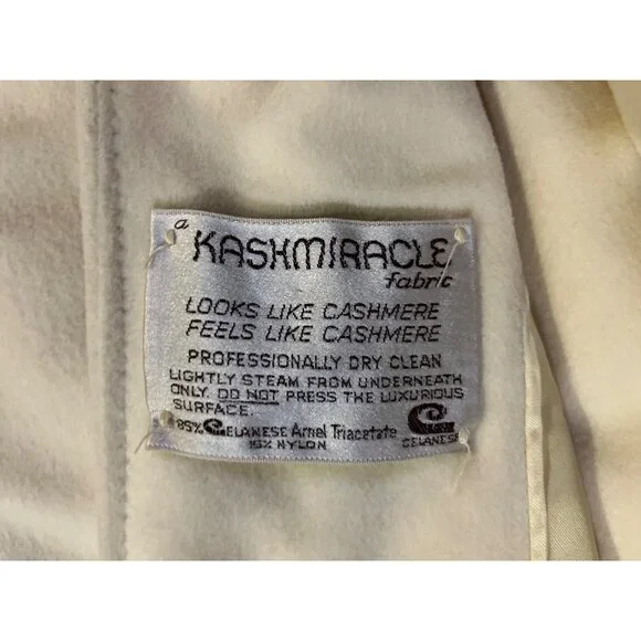 Vintage Kashmiracle Coat Womens S/M? Cream Fur Collar Used Long Belted Coat Uniq - Picture 8 of 16